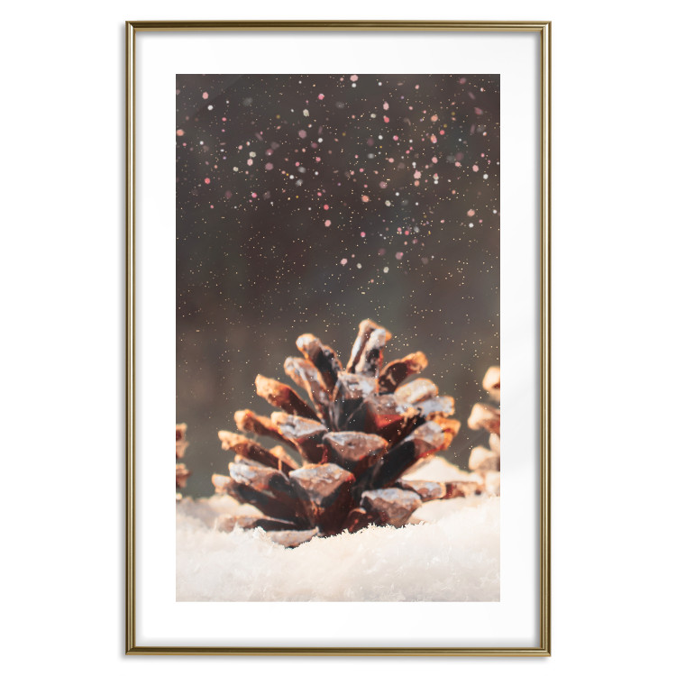 Wall Poster Winter Pinecone - composition of a wintry scene with falling snow 131915 additionalImage 22