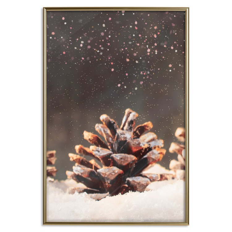 Wall Poster Winter Pinecone - composition of a wintry scene with falling snow 131915 additionalImage 19