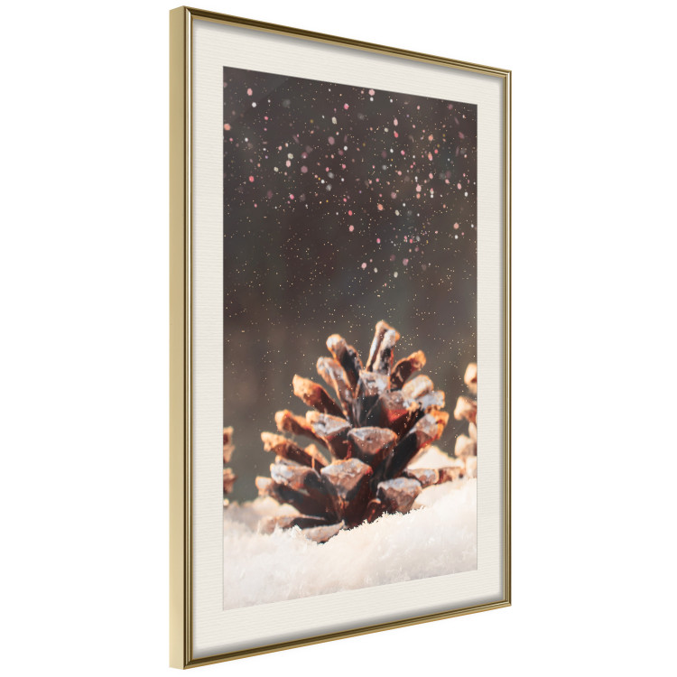 Wall Poster Winter Pinecone - composition of a wintry scene with falling snow 131915 additionalImage 3