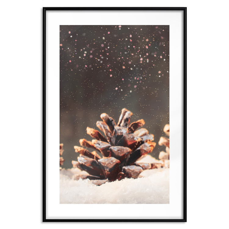 Wall Poster Winter Pinecone - composition of a wintry scene with falling snow 131915 additionalImage 21