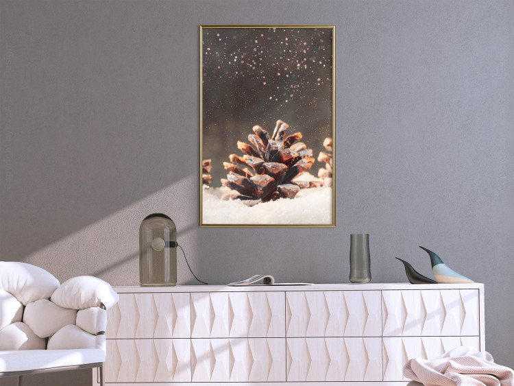 Wall Poster Winter Pinecone - composition of a wintry scene with falling snow 131915 additionalImage 5