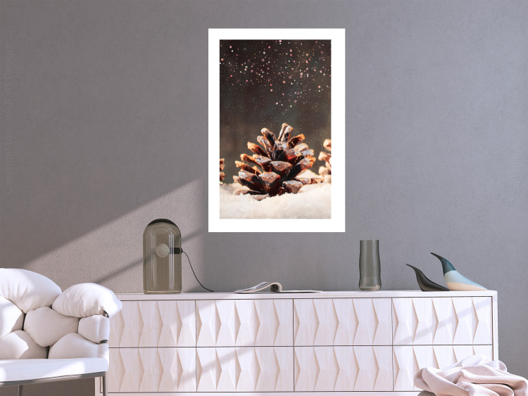 Wall Poster Winter Pinecone - composition of a wintry scene with falling snow 131915 additionalImage 3