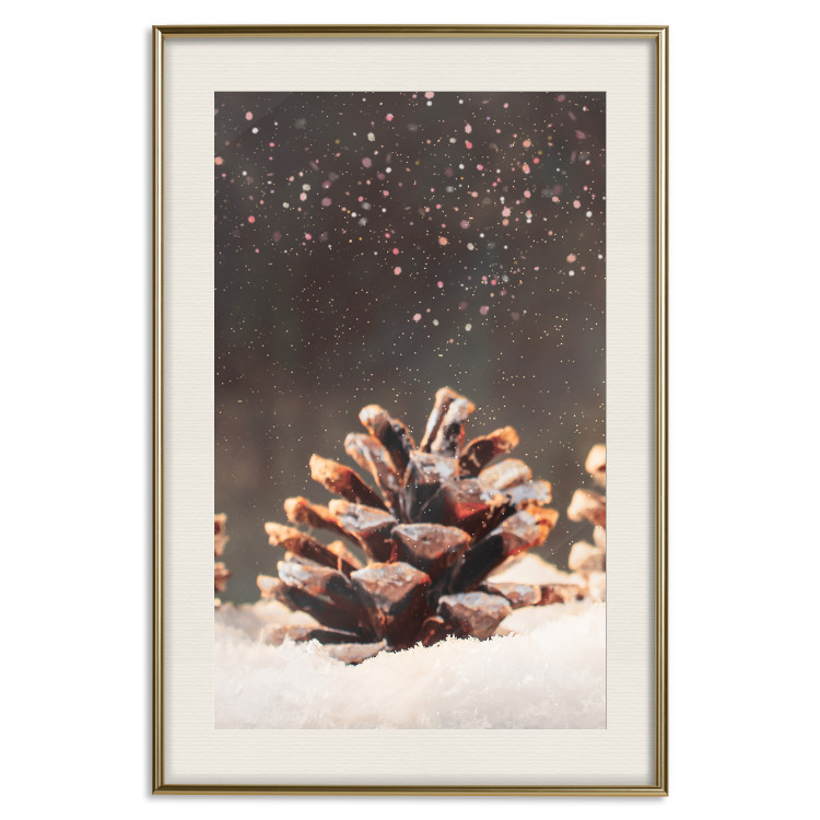 Wall Poster Winter Pinecone - composition of a wintry scene with falling snow 131915 additionalImage 20