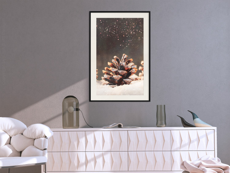 Wall Poster Winter Pinecone - composition of a wintry scene with falling snow 131915 additionalImage 16