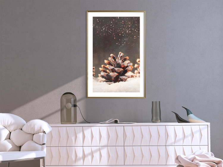 Wall Poster Winter Pinecone - composition of a wintry scene with falling snow 131915 additionalImage 15