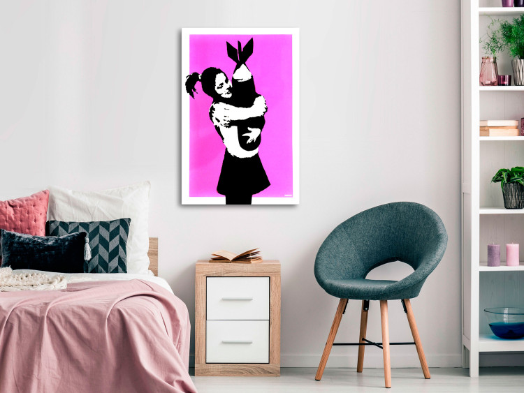 Canvas Print Bomb Hug (1-piece) Vertical - street art of a woman with a bomb 132415 additionalImage 3