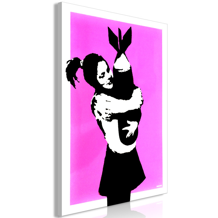 Canvas Print Bomb Hug (1-piece) Vertical - street art of a woman with a bomb 132415 additionalImage 2