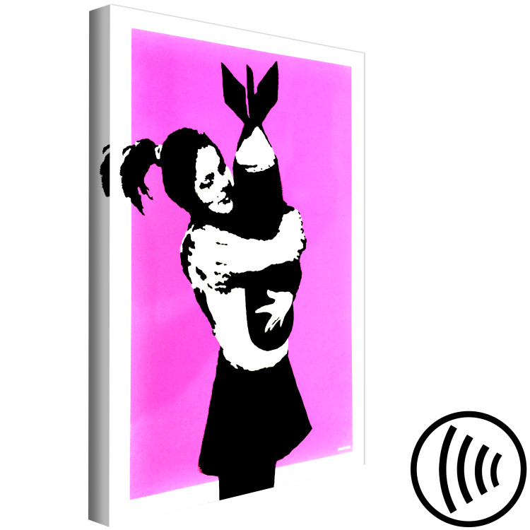 Canvas Print Bomb Hug (1-piece) Vertical - street art of a woman with a bomb 132415 additionalImage 6