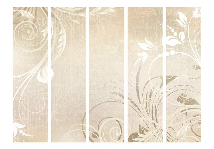Folding Screen Symphony of Senses II (5-piece) - beige background with floral ornaments 132715 additionalImage 3