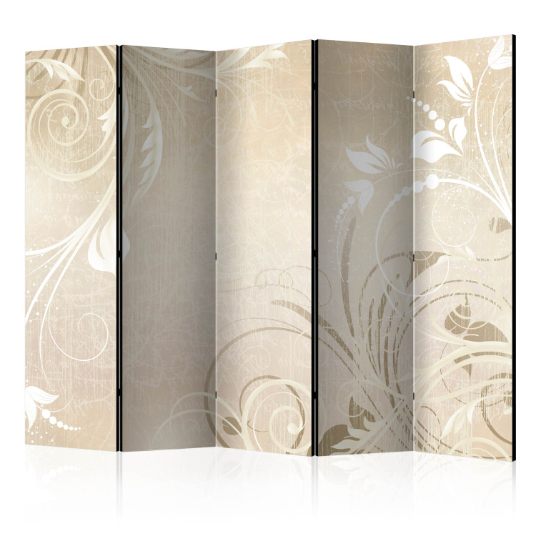 Folding Screen Symphony of Senses II (5-piece) - beige background with floral ornaments 132715