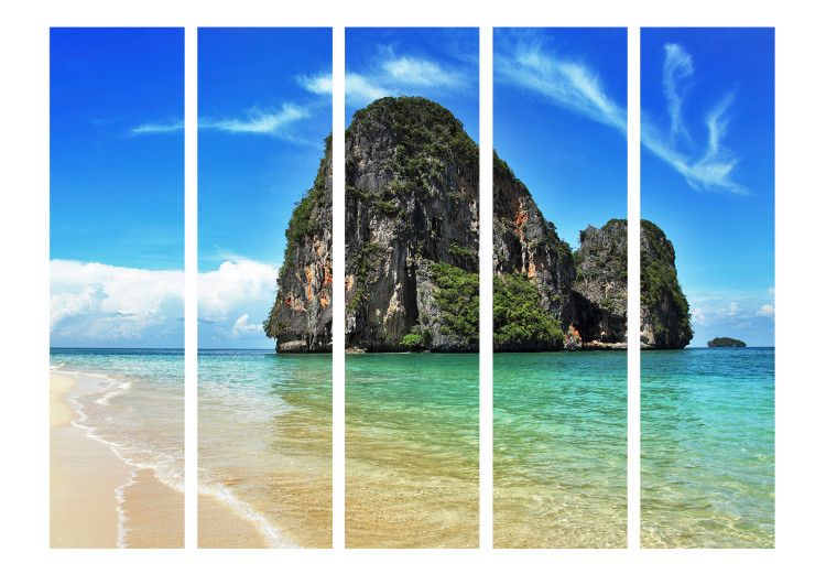 Room Separator Tropical Landscape - Railay Beach (5-piece) - sea and rocks 132915 additionalImage 3