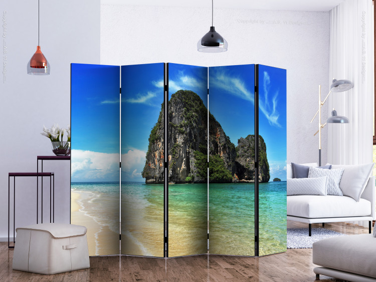 Room Separator Tropical Landscape - Railay Beach (5-piece) - sea and rocks 132915 additionalImage 2