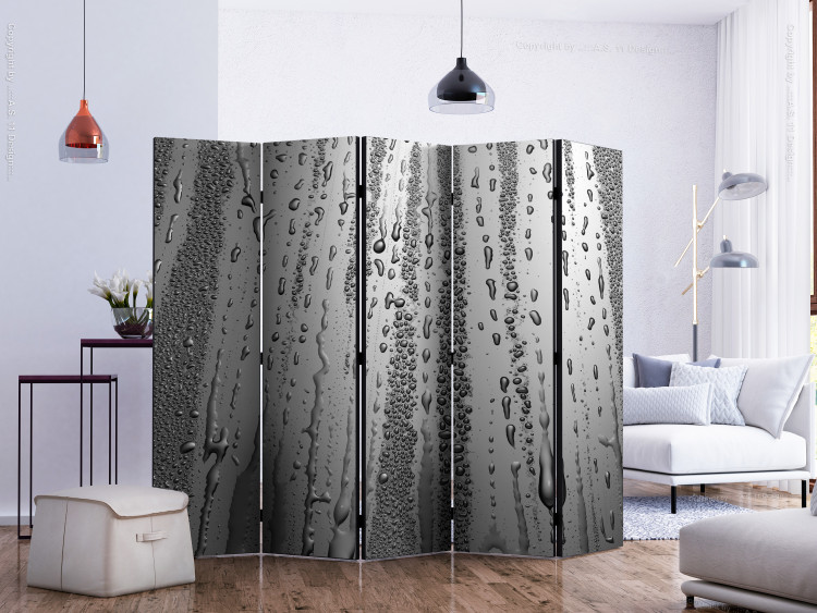 Room Separator Summer Drizzle II (5-piece) - gray composition with raindrops 133015 additionalImage 2