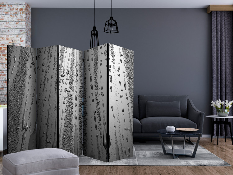 Room Separator Summer Drizzle II (5-piece) - gray composition with raindrops 133015 additionalImage 4
