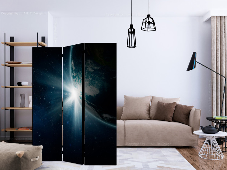 Room Separator Earth (3-piece) - landscape of the blue planet and dark cosmos 133215 additionalImage 4