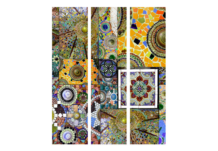 Folding Screen Sunny Mosaic (3-piece) - composition in colorful ethnic background 133515 additionalImage 3