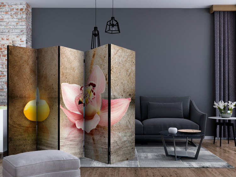 Room Divider Romantic Evening II - orchid flower next to a candle in a zen motif 133915 additionalImage 4