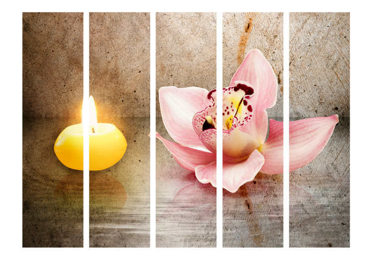 Room Divider Romantic Evening II - orchid flower next to a candle in a zen motif 133915 additionalImage 3