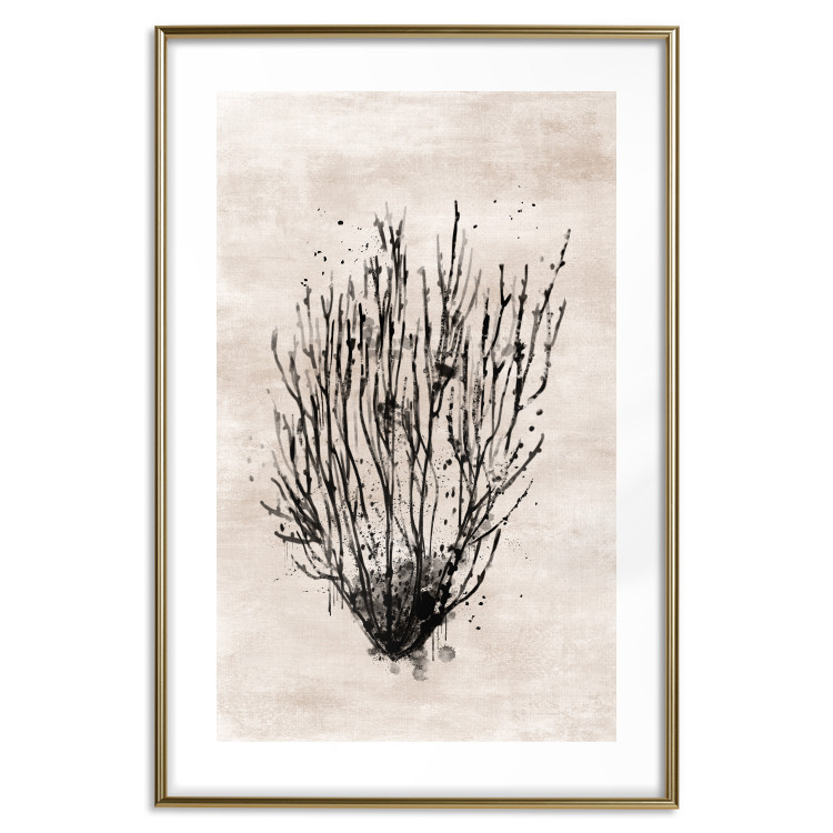 Poster Marine Bushes - black plant composition on a beige textured background 134515 additionalImage 14