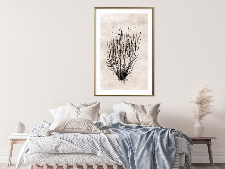Poster Marine Bushes - black plant composition on a beige textured background 134515 additionalImage 13