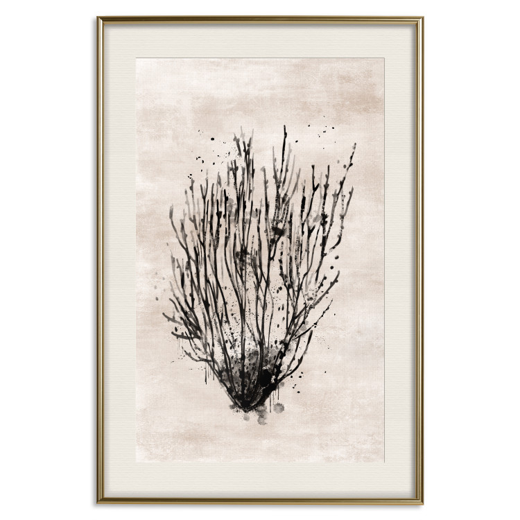 Poster Marine Bushes - black plant composition on a beige textured background 134515 additionalImage 20