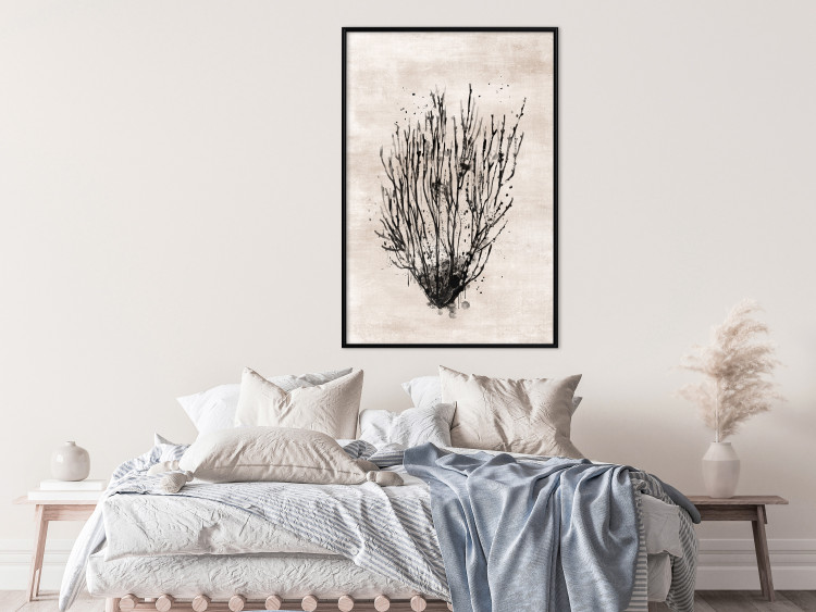 Poster Marine Bushes - black plant composition on a beige textured background 134515 additionalImage 4