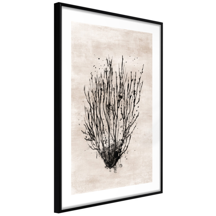 Poster Marine Bushes - black plant composition on a beige textured background 134515 additionalImage 8