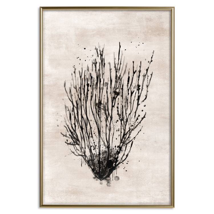 Poster Marine Bushes - black plant composition on a beige textured background 134515 additionalImage 21