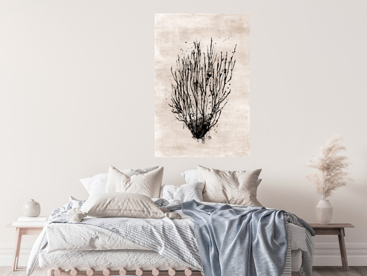 Poster Marine Bushes - black plant composition on a beige textured background 134515 additionalImage 2