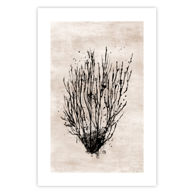 Poster Marine Bushes - black plant composition on a beige textured background 134515 additionalImage 25