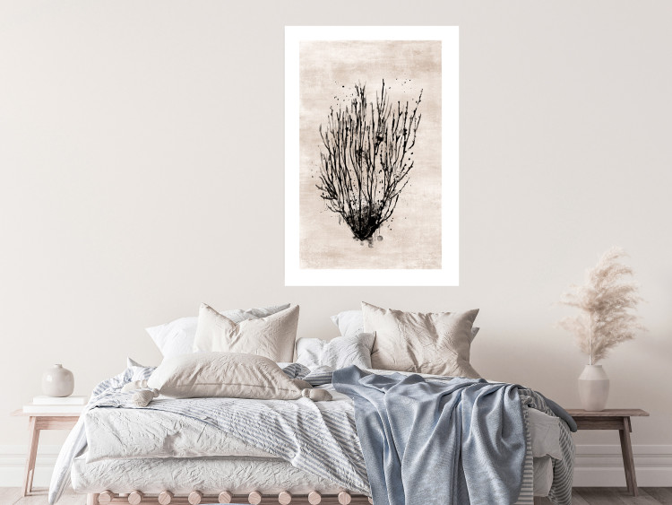 Poster Marine Bushes - black plant composition on a beige textured background 134515 additionalImage 3