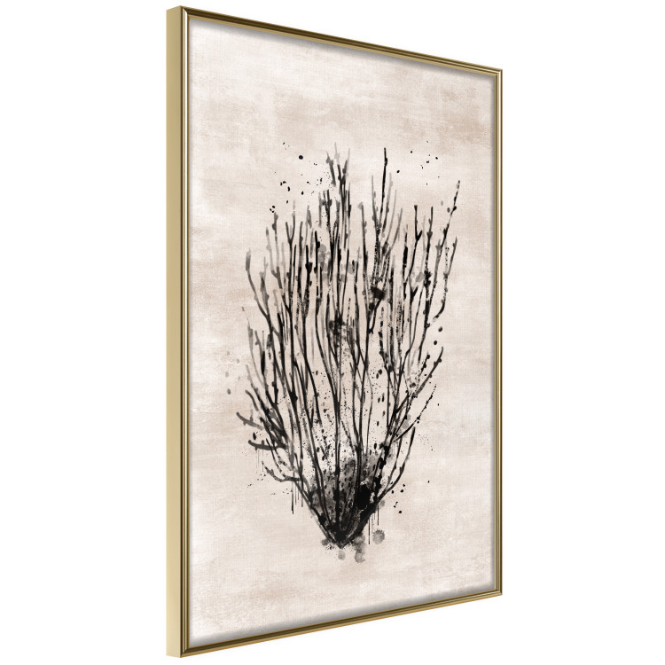 Poster Marine Bushes - black plant composition on a beige textured background 134515 additionalImage 14