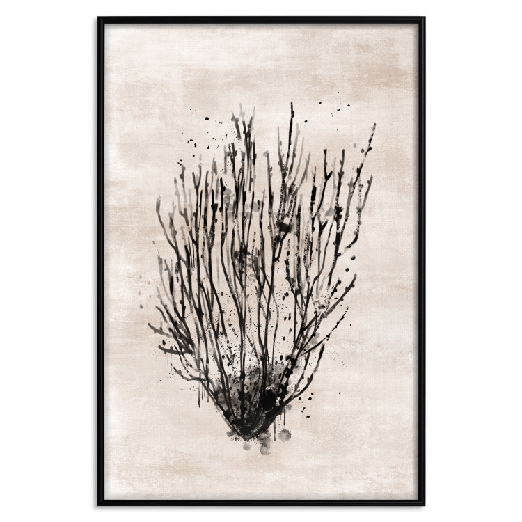 Poster Marine Bushes - black plant composition on a beige textured background 134515 additionalImage 18
