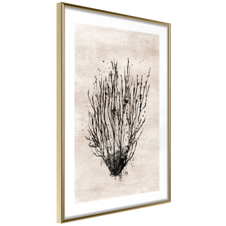 Poster Marine Bushes - black plant composition on a beige textured background 134515 additionalImage 7