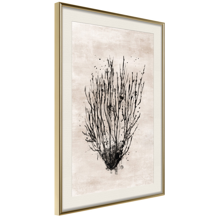 Poster Marine Bushes - black plant composition on a beige textured background 134515 additionalImage 3