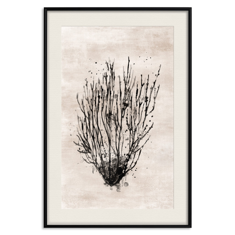 Poster Marine Bushes - black plant composition on a beige textured background 134515 additionalImage 19