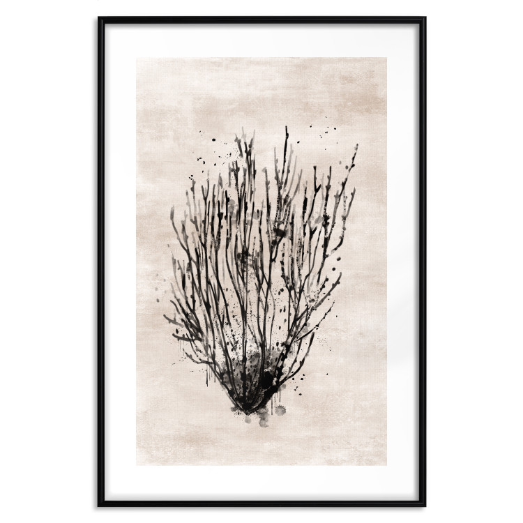 Poster Marine Bushes - black plant composition on a beige textured background 134515 additionalImage 17