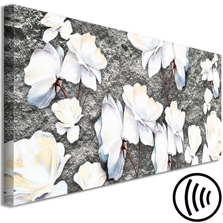 Canvas Print White Poppy - Abstraction with flowers and concrete 135515 additionalImage 6