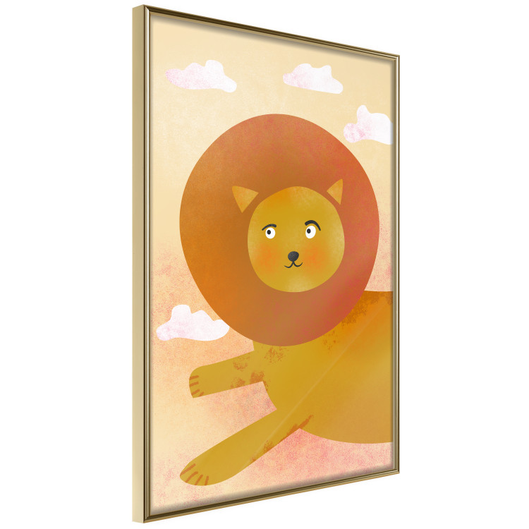 Wall Poster Lion's Play - animal flying among clouds in an orange sky 135715 additionalImage 10