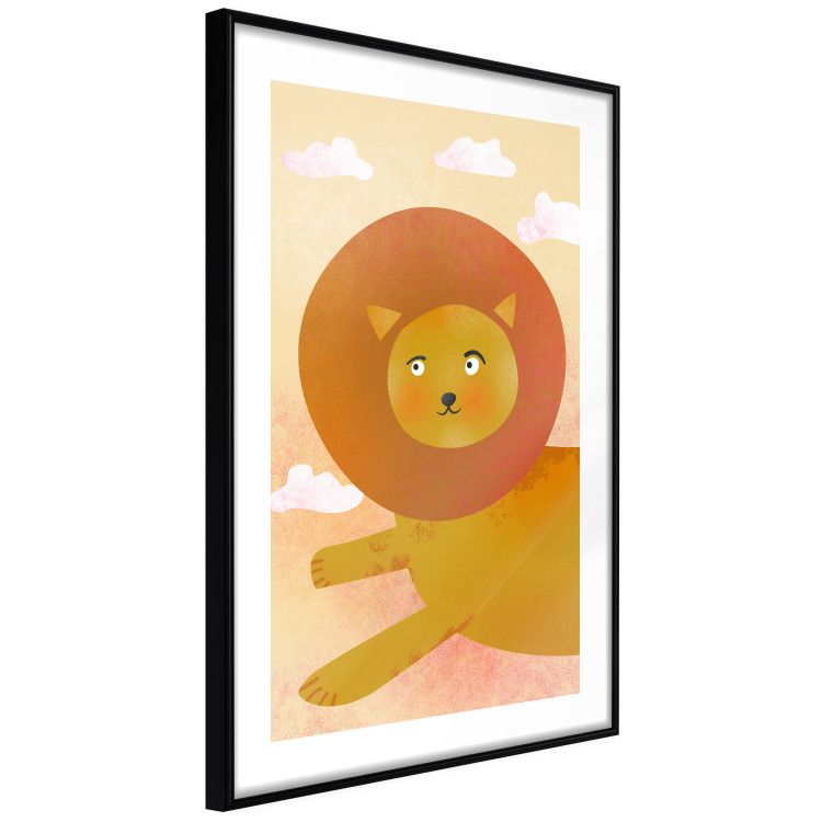 Wall Poster Lion's Play - animal flying among clouds in an orange sky 135715 additionalImage 5