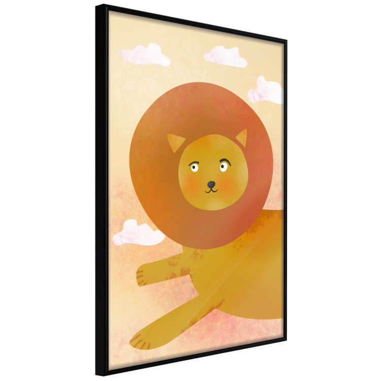 Wall Poster Lion's Play - animal flying among clouds in an orange sky 135715 additionalImage 4