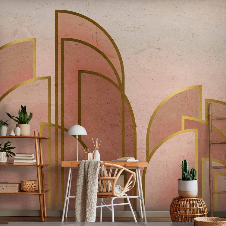 Photo Wallpaper Pink abstract with arches - geometric composition in art deco style 136015 additionalImage 4