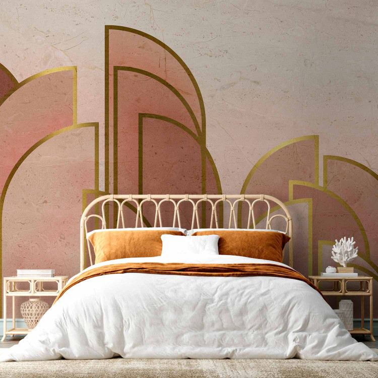 Photo Wallpaper Pink abstract with arches - geometric composition in art deco style 136015 additionalImage 2