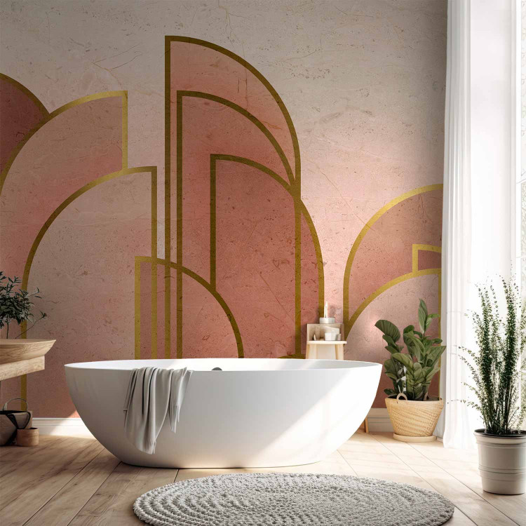 Photo Wallpaper Pink abstract with arches - geometric composition in art deco style 136015 additionalImage 8