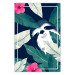 Wall Poster Sloth in the Tropics - animal among green leaves on a navy background 137915