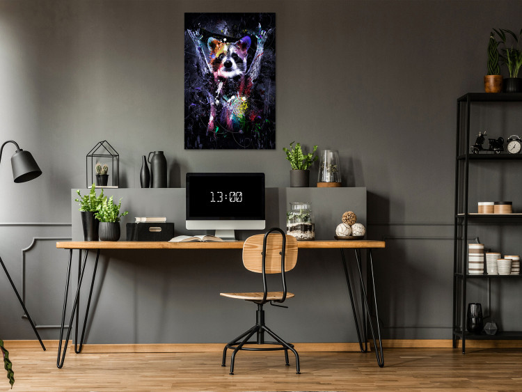 Canvas Happy Raccoon (1-piece) Vertical - futuristic animal composition 138415 additionalImage 3