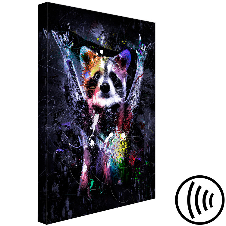 Canvas Happy Raccoon (1-piece) Vertical - futuristic animal composition 138415 additionalImage 6