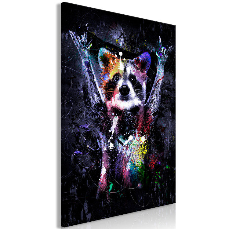 Canvas Happy Raccoon (1-piece) Vertical - futuristic animal composition 138415 additionalImage 2