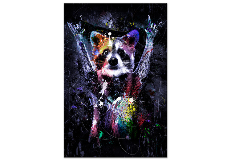 Canvas Happy Raccoon (1-piece) Vertical - futuristic animal composition 138415
