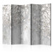 Folding Screen Floral Clouds II (5-piece) - Delicate flowers on a concrete background 138515